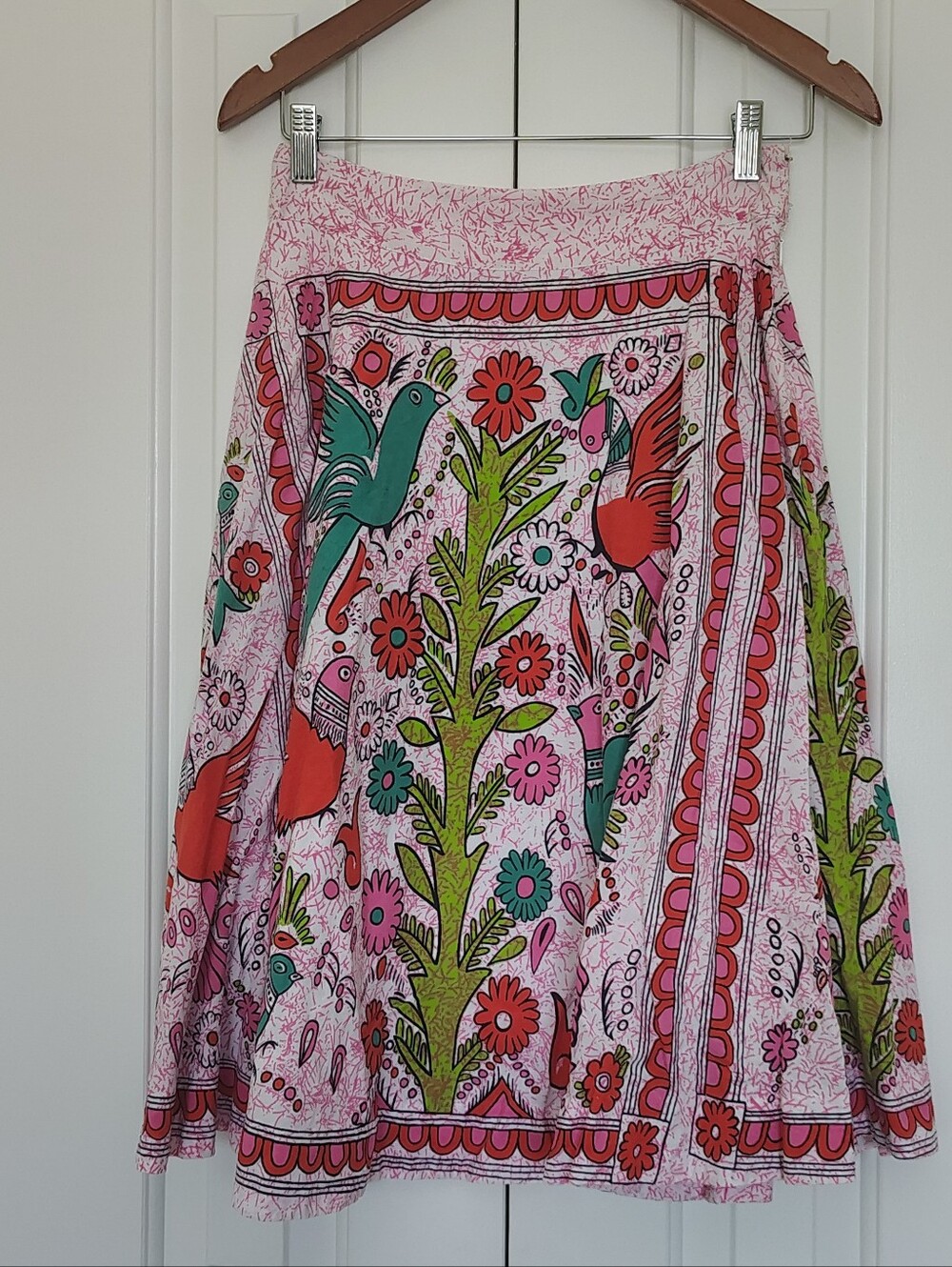 Rare Anthropologie Vintage Otomi Folkloric Bird Skirt | 100% Cotton